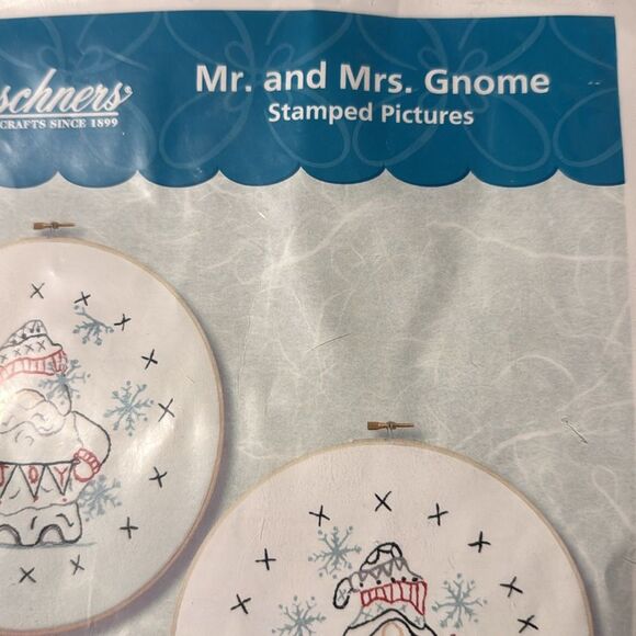 Herrschners Mr. & Mrs. Gnome Stamped Pictures Kit Christmas Crafts Gifts Holiday - Picture 3 of 7